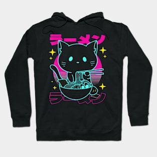 Anime Ramen Cat Retro Japanese Noodles Aesthetic Kawaii cat Hoodie